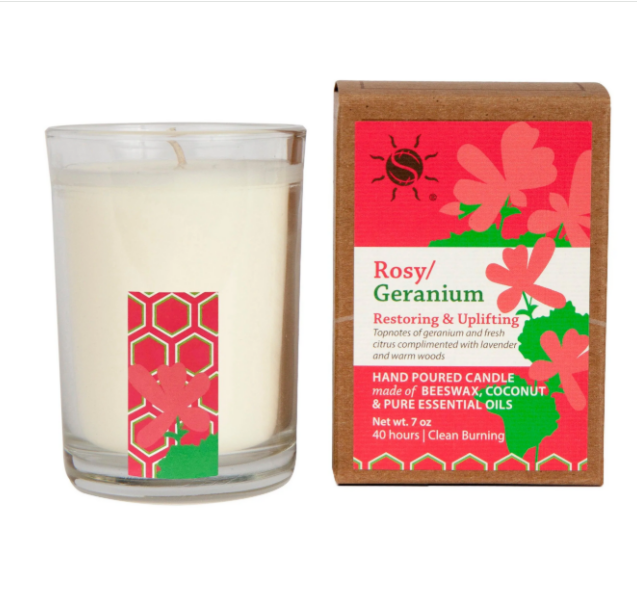 SunLeaf Rosy Geranium Candle - 7 Ounce